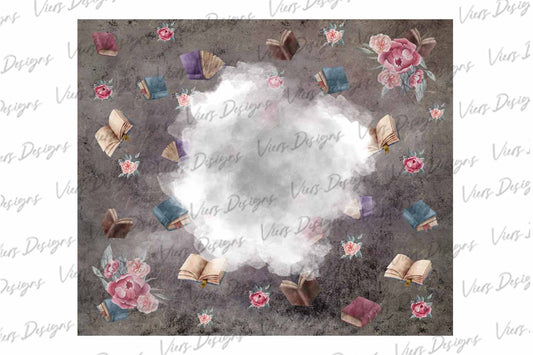 Dark Books Tumbler Wrap PNG – 20oz Skinny Bookish Add Your Name Design