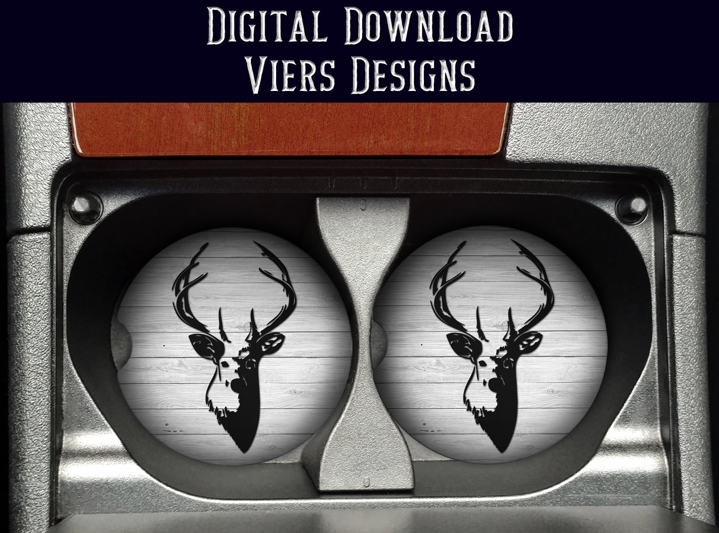 Deer Head Car Coaster PNG – Rustic Buck Car Coaster Design