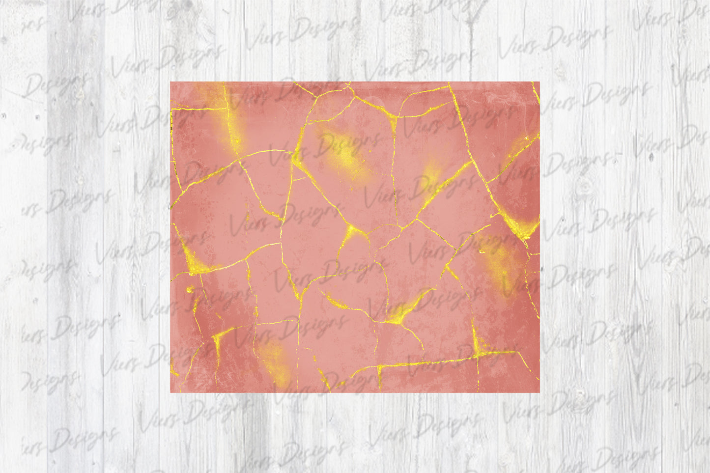 Distressed Pink & Gold Tumbler Wrap PNG — Gold Cracks