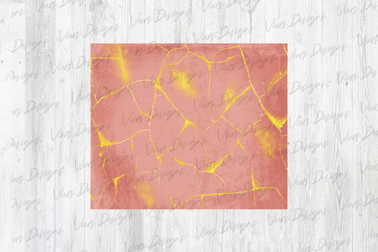 Distressed Pink & Gold Tumbler Wrap PNG — Gold Cracks