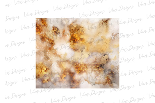 Honeycomb Tumbler Wrap PNG | Rustic Watercolor Honey Design for 20oz Sublimation