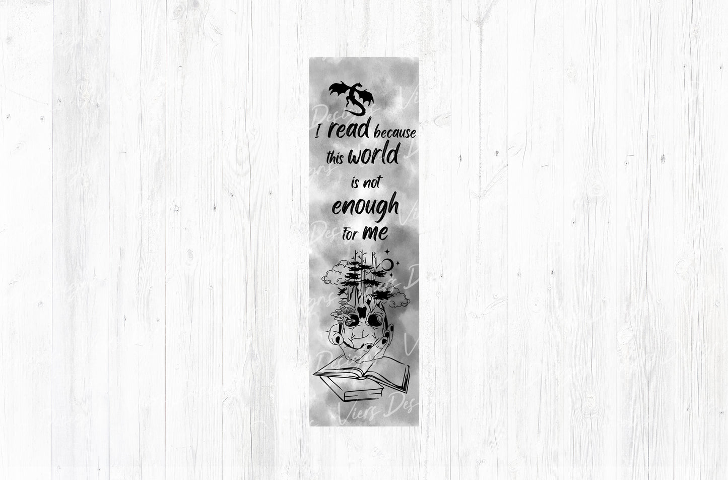 I Read Because This World Is Not Enough Bookmark PNG — Dragon & Skull