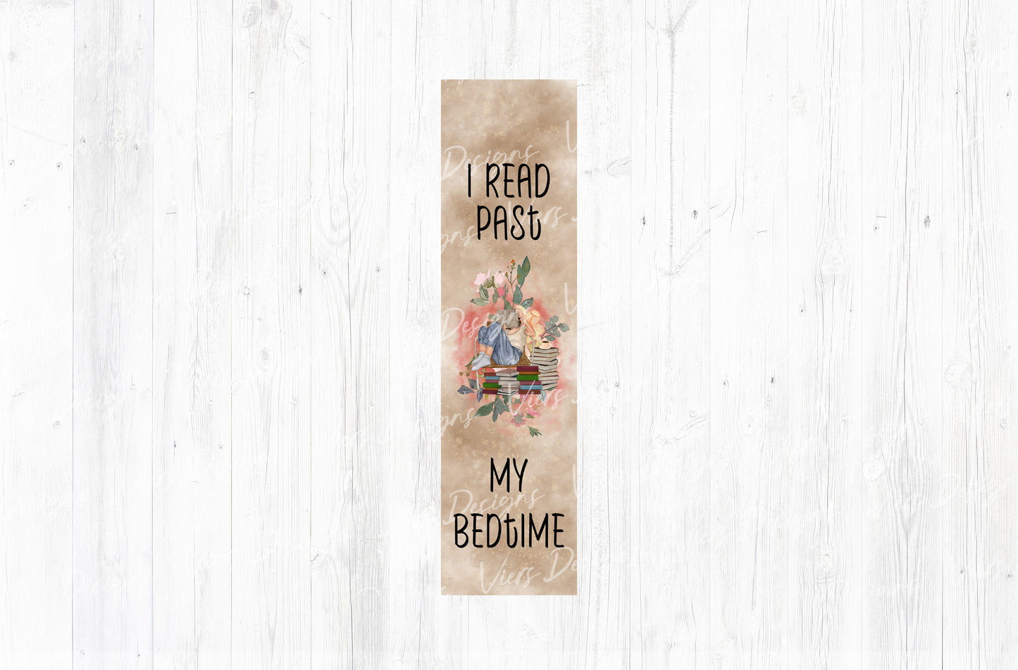 I Read Past My Bedtime Bookmark PNG — Tan