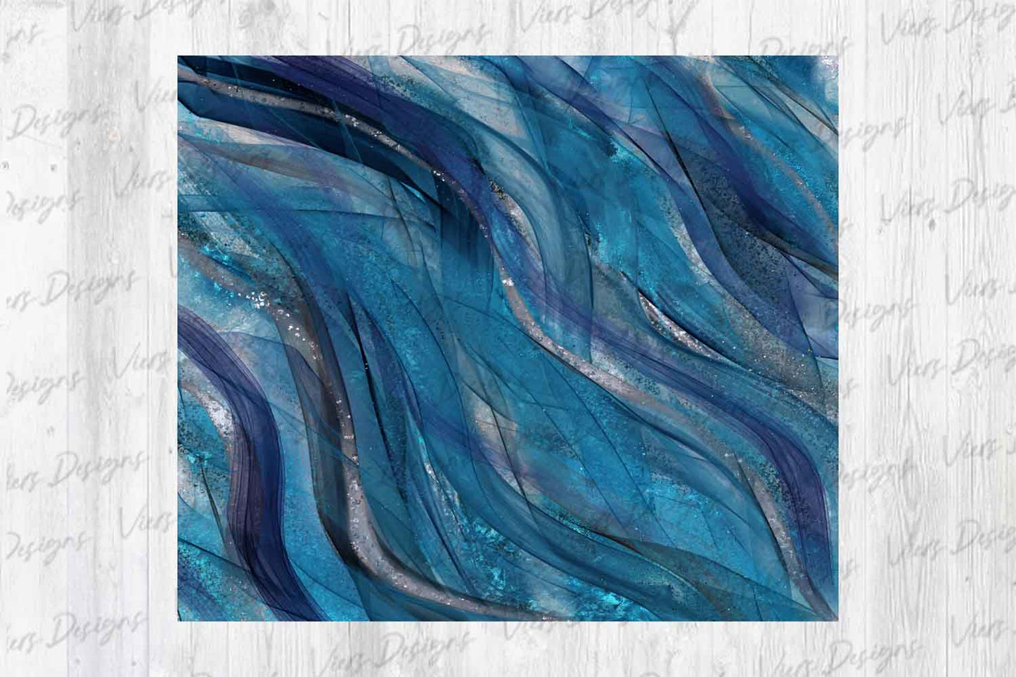Blue Shimmer Wave Tumbler Wrap PNG