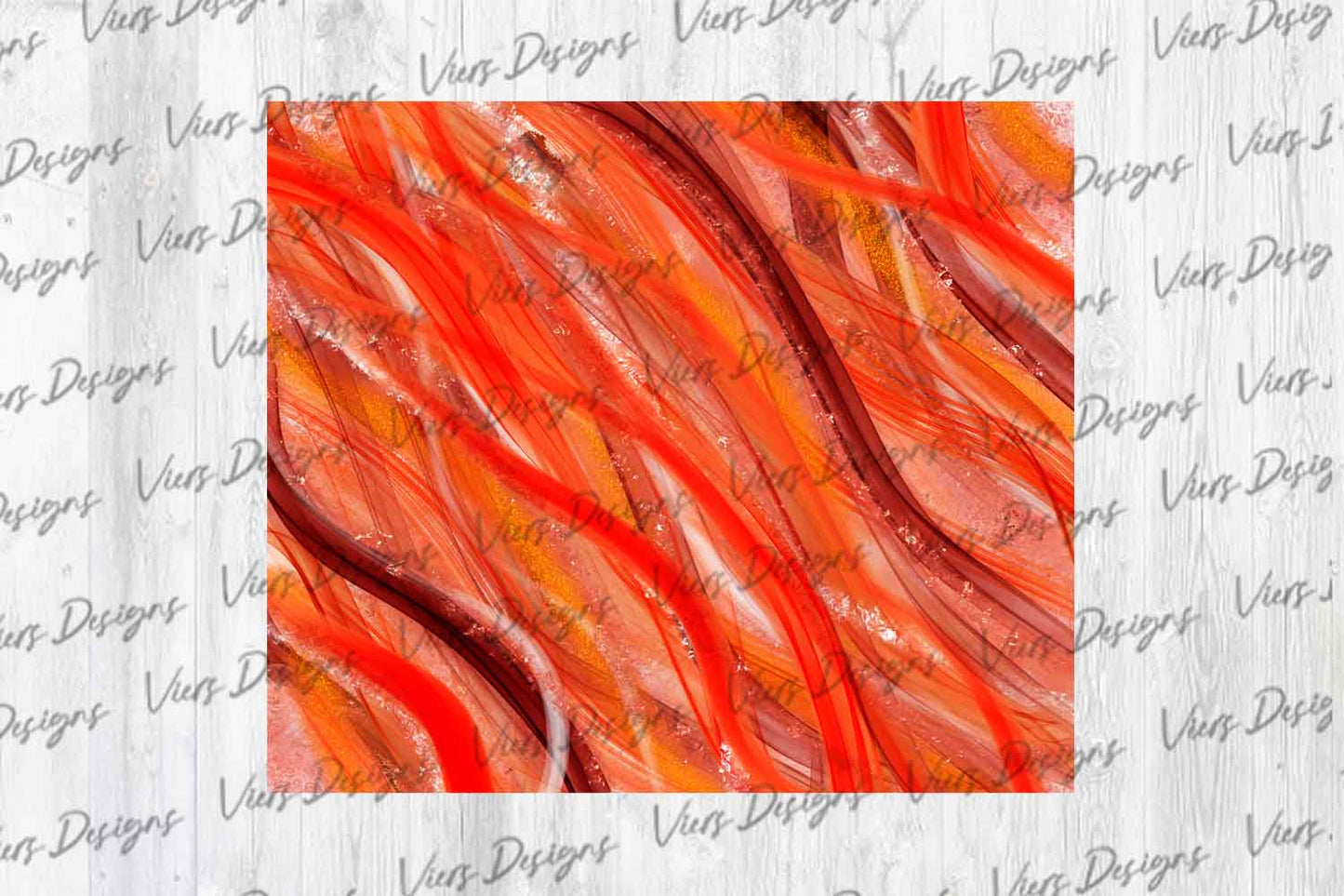 Fiery Orange Shimmer Wave Tumbler Wrap PNG