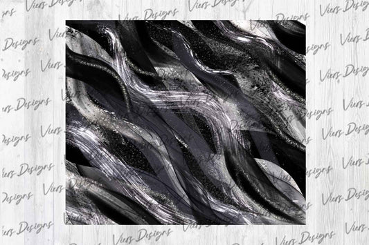 Black Silver Shimmer Wave Tumbler Wrap PNG