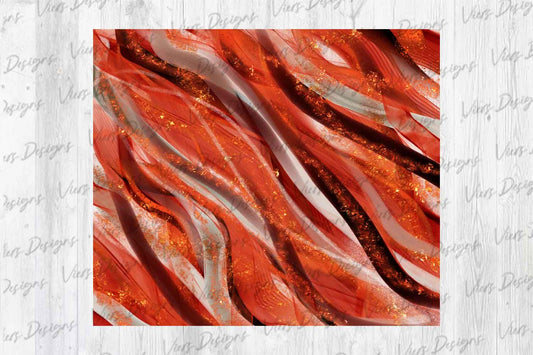 Red & Copper Shimmer Wave Tumbler Wrap PNG