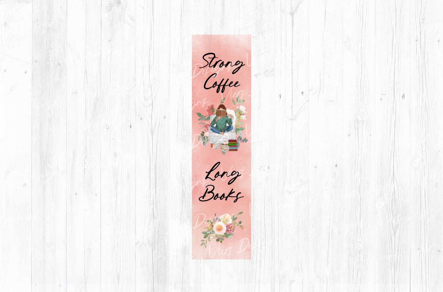Strong Coffee & Long Books Bookmark PNG