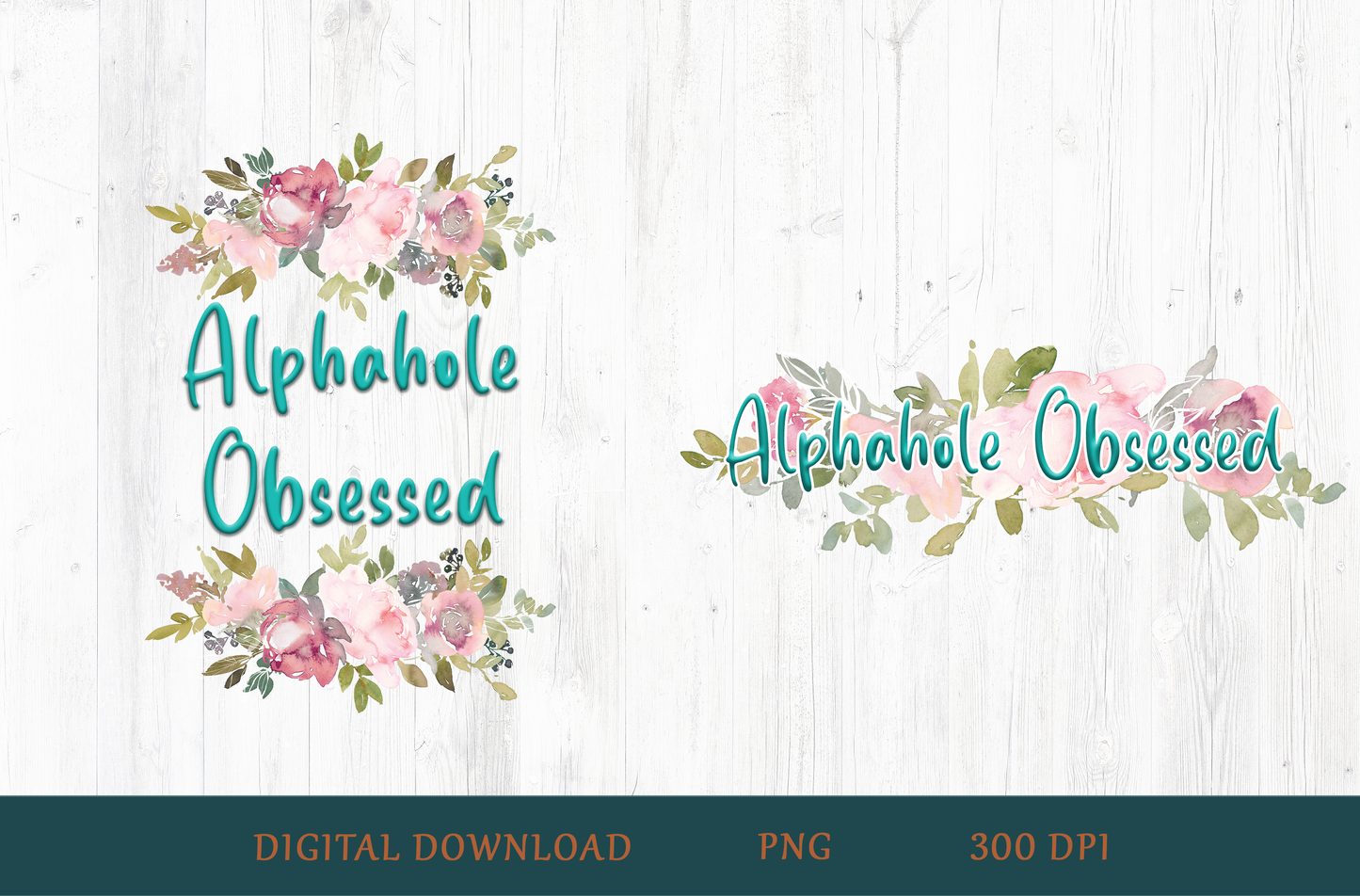 Alphahole Obsessed Bundle – 2 Romance Reader Sublimation PNGs