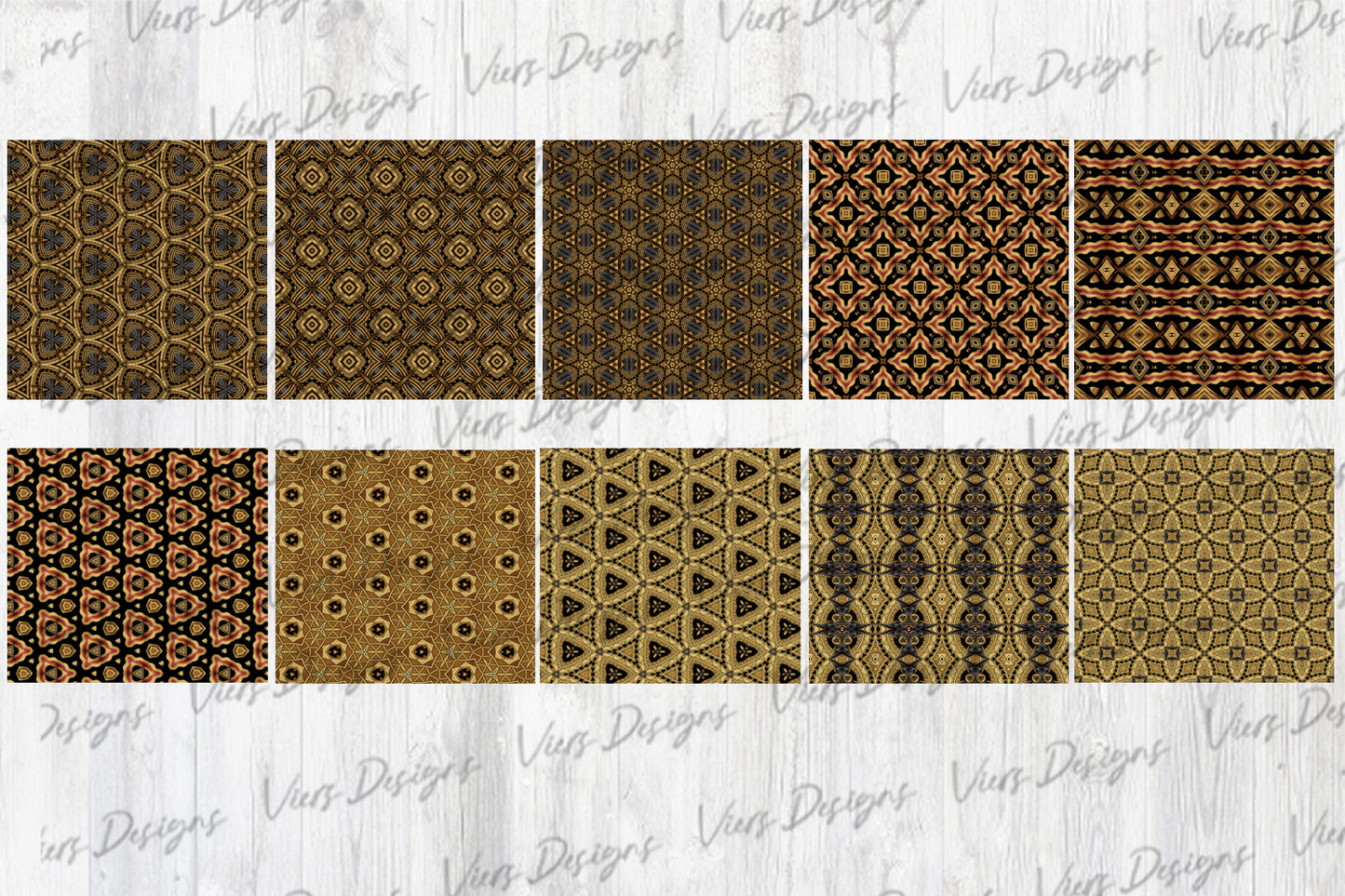 Black & Gold Aztec Digital Paper Pack