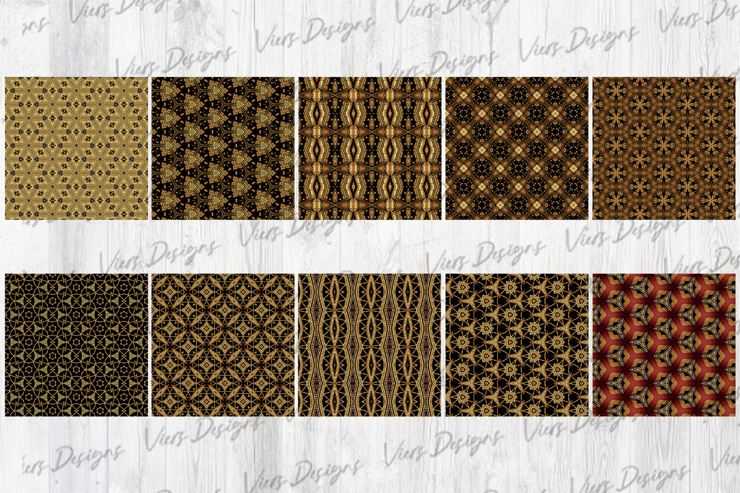 Black & Gold Aztec Digital Paper Pack