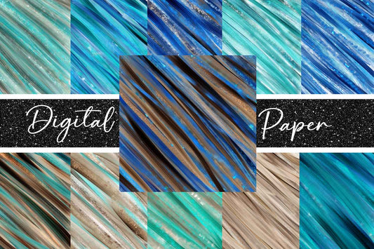 Beach Blue & Teal Digital Paper – 11 Patterns