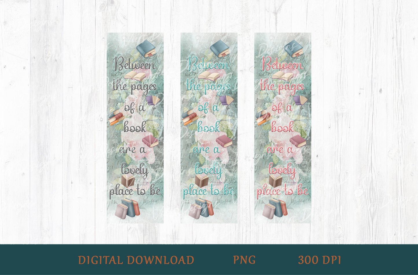 Between the Pages Bookmark Set PNG — 3 Colors
