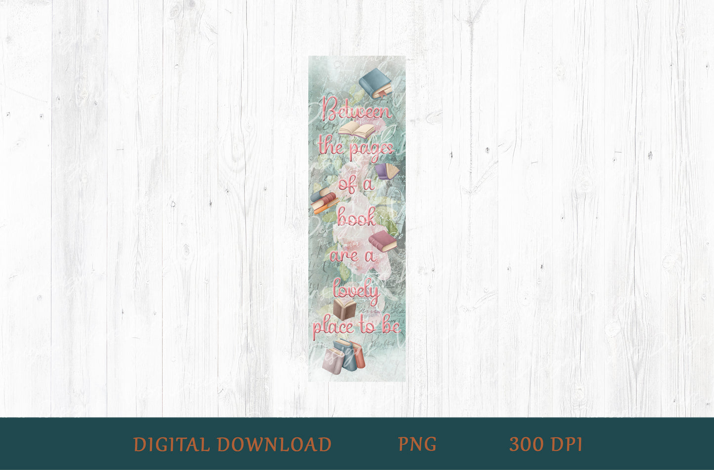 Between the Pages Bookmark PNG — Coral