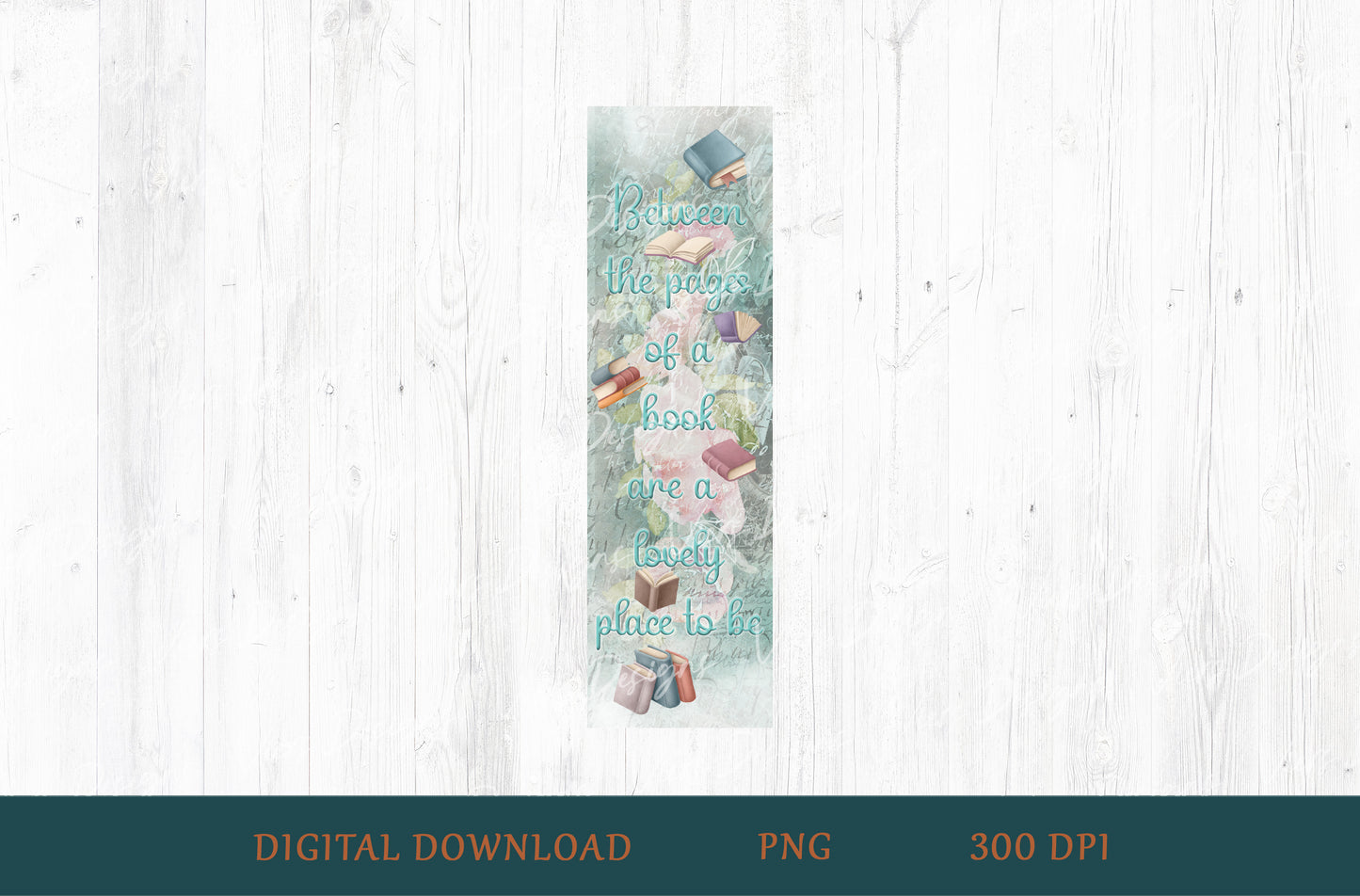 Between the Pages Bookmark PNG — Teal