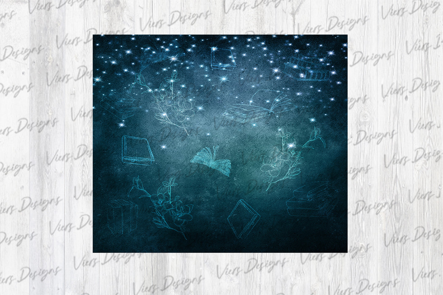Celestial Books Tumbler Wrap PNG – 20oz Skinny Bookish Design