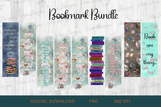Adult Bookish Bookmark Bundle PNG — 9 Designs