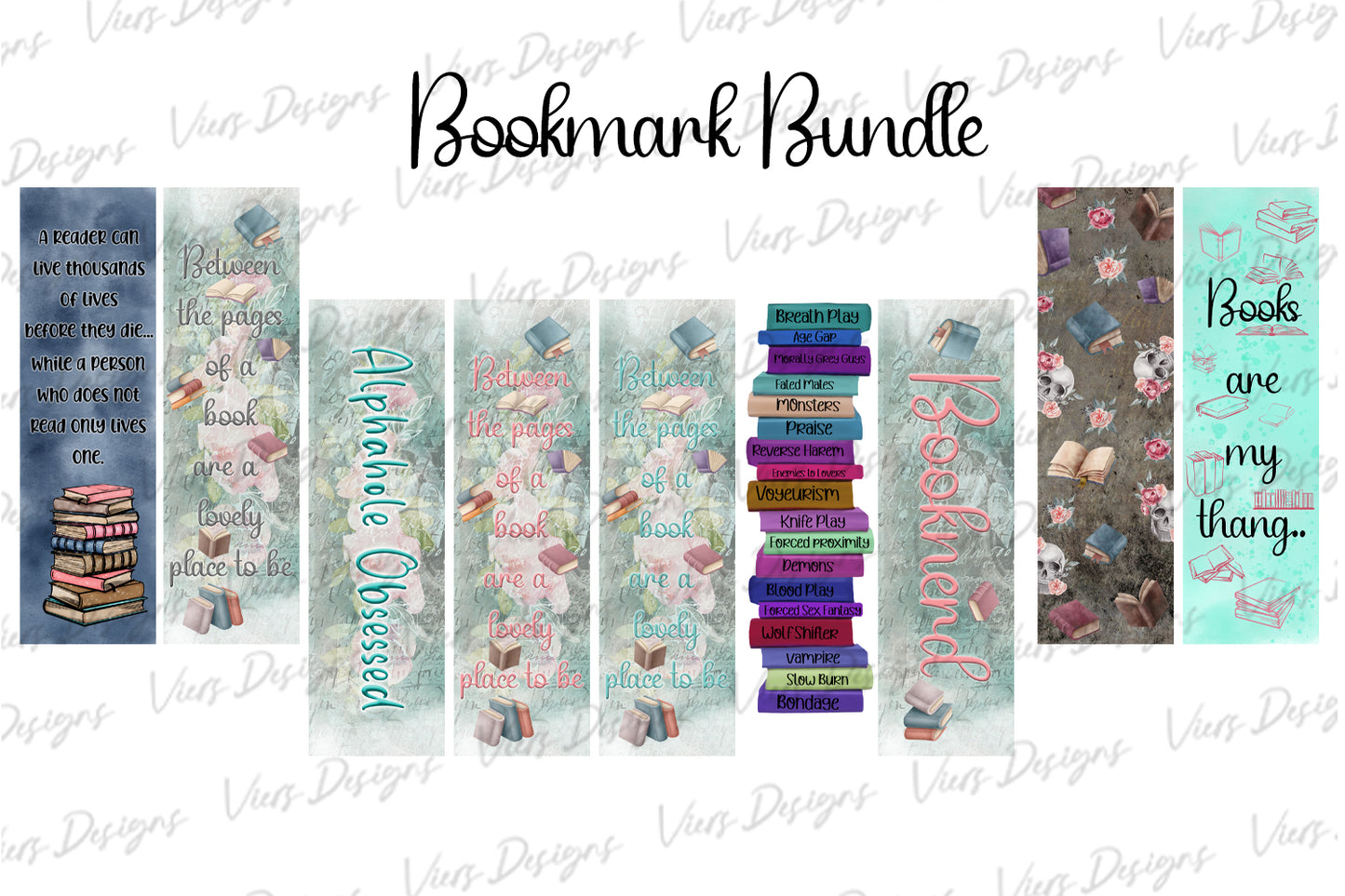 Adult Bookish Bookmark Bundle PNG — 9 Designs