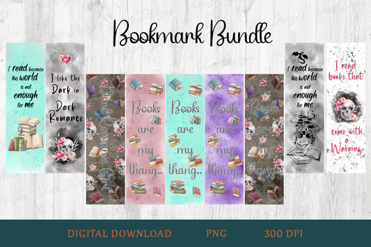 Dark Romance Bookmark Bundle PNG — 9 Designs