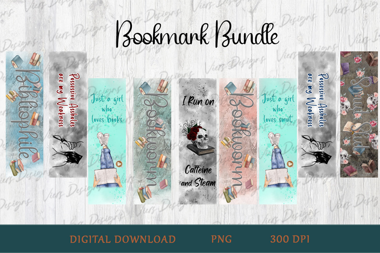 Spicy Reader Bookmark Bundle PNG — 9 Designs
