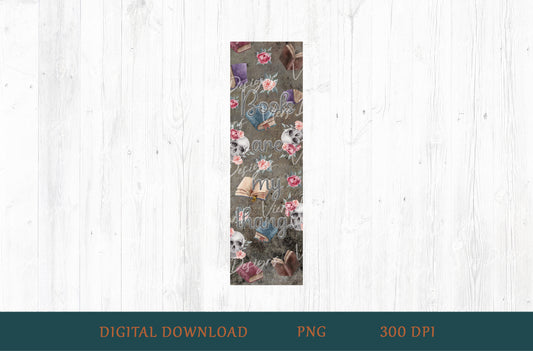 Books Are My Thang Bookmark PNG — Skulls & Roses