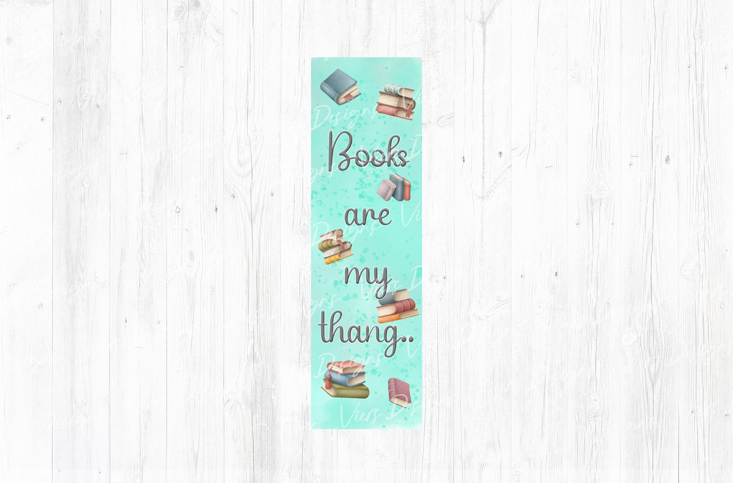 Books Are My Thang Bookmark PNG — Mint Watercolor