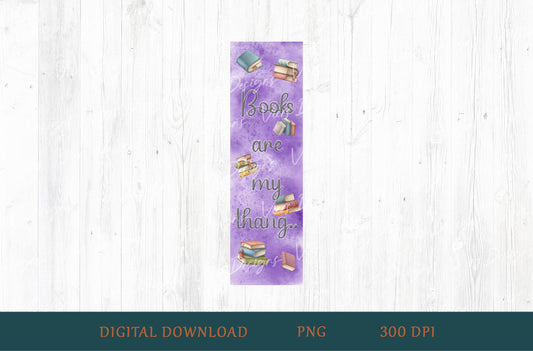 Books Are My Thang Bookmark PNG — Purple