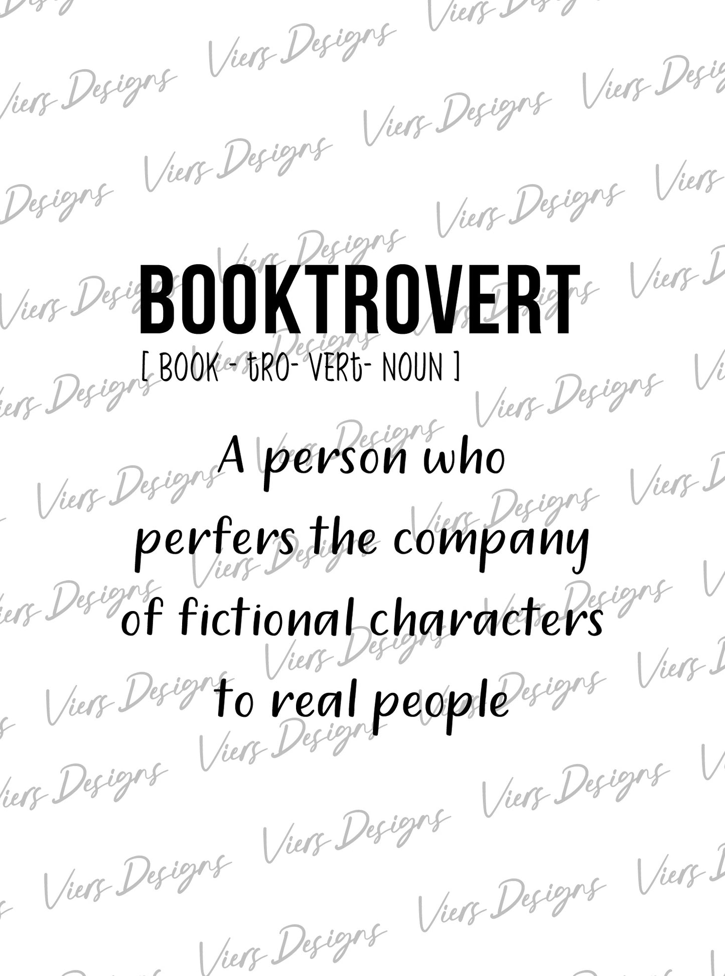 Booktrovert Definition PNG – Book Lover Design (Black Text)