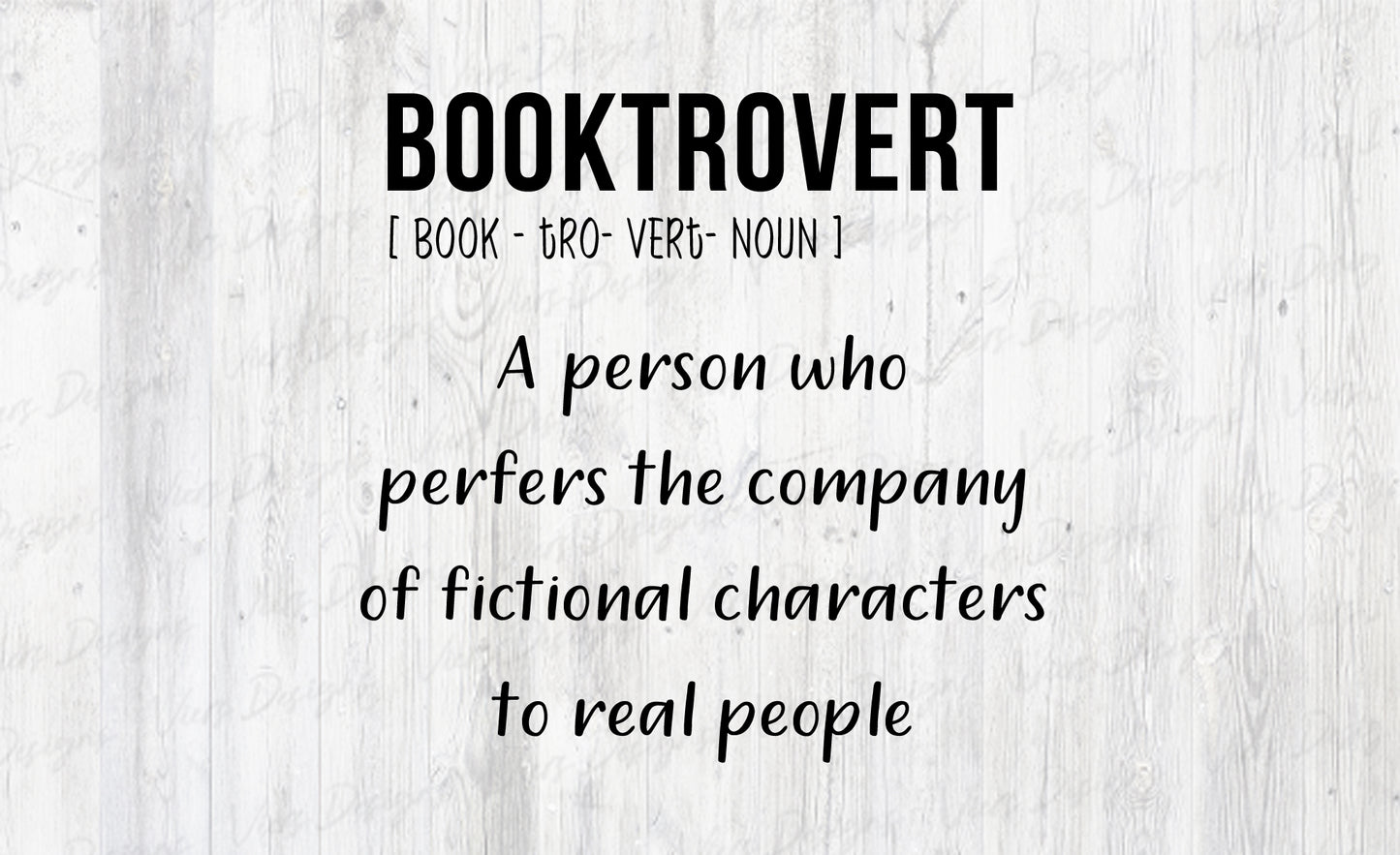 Booktrovert Definition PNG – Book Lover Design (Black Text)