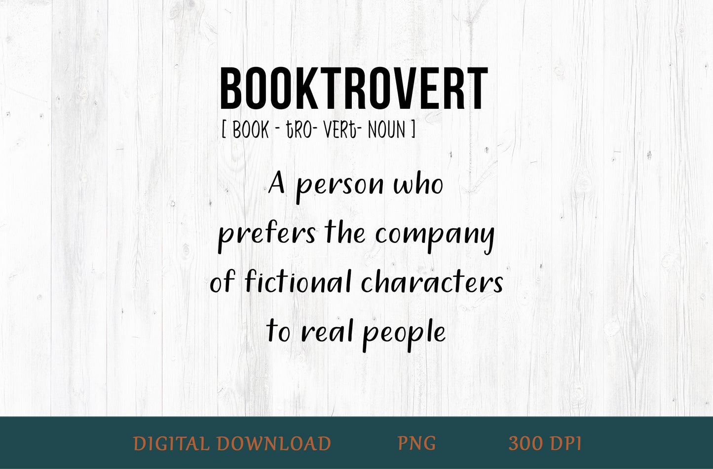 Booktrovert Definition PNG – Book Lover Design (Black Text)