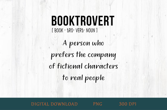 Booktrovert Definition PNG – Book Lover Design (Black Text)