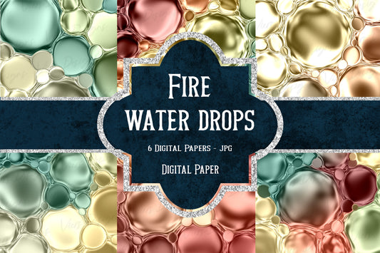 Fire Water Drops Digital Paper