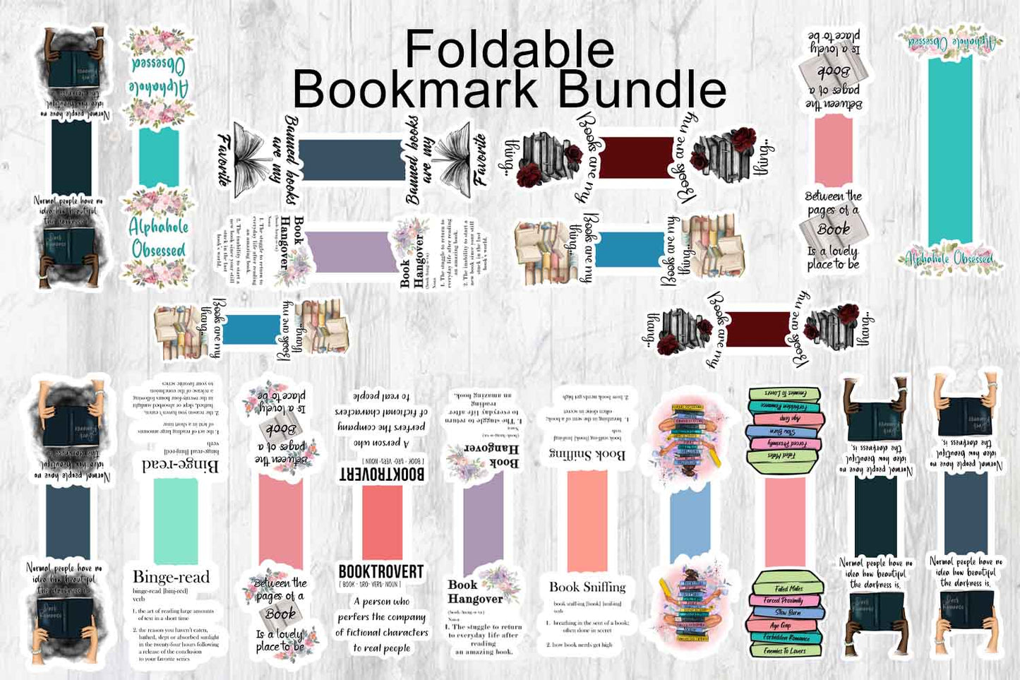 Foldable Bookmark Bundle PNG — 20 Designs | Print & Cut