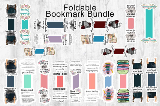 Foldable Bookmark Bundle PNG — 20 Designs | Print & Cut