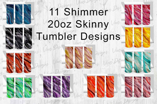 Shimmer Wave Tumbler Wrap Bundle PNG — 11 Designs