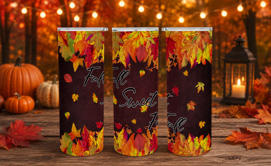 Fall Sweet Fall Tumbler Wrap PNG – 20oz Skinny Autumn Design (Plum)