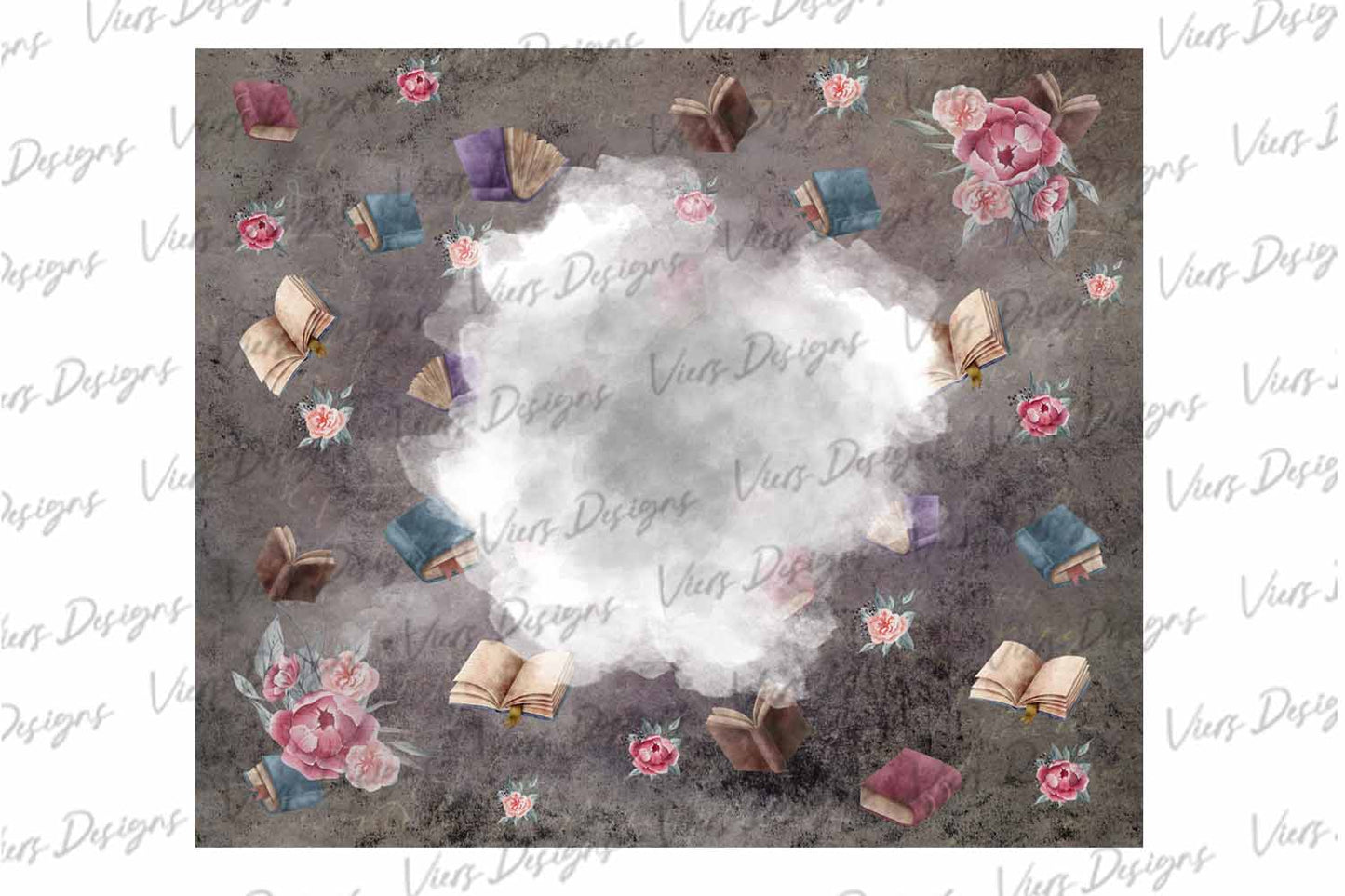 Dark Books Tumbler Wrap PNG – 20oz Skinny Bookish Add Your Name Design