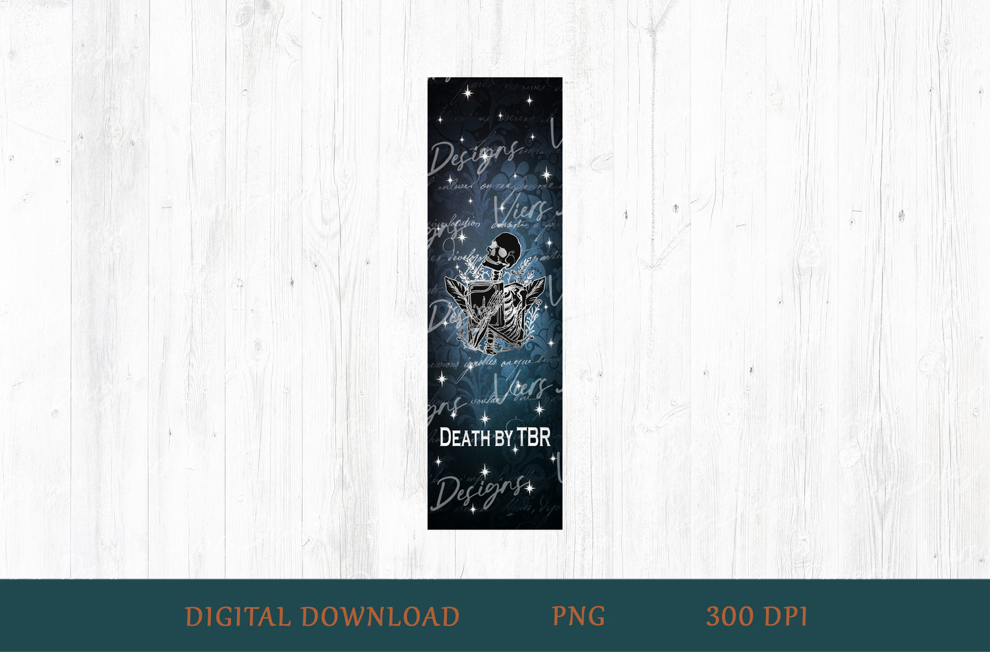 Death by TBR Gothic Bookmark PNG