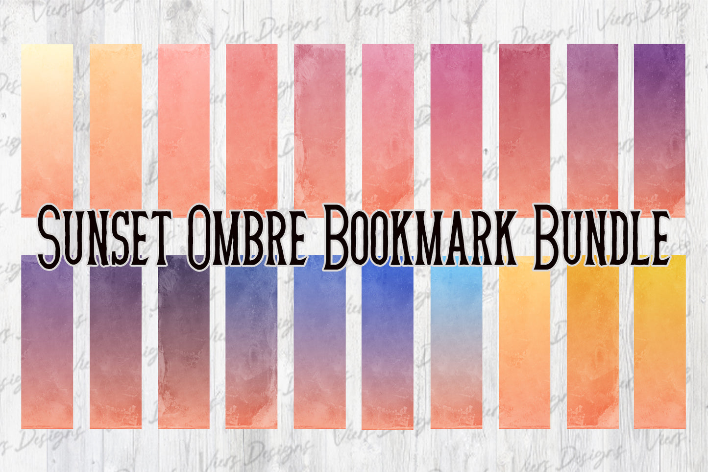 Sunset Ombre Bookmark Bundle PNG — 20 Designs