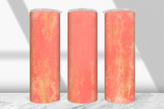 Distressed Pink & Gold Tumbler Wrap PNG — Coral Fade