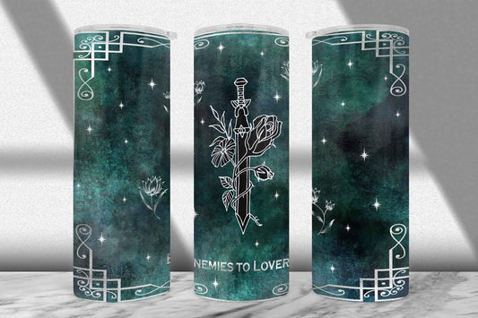 Enemies to Lovers Tumbler Wrap PNG – Romance Trope Design (20oz & 30oz)