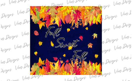 Fall Sweet Fall Tumbler Wrap PNG – 20oz Skinny Autumn Design (Navy)