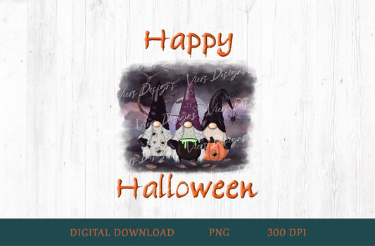 Happy Halloween Gnomes Sublimation PNG