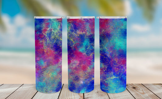 Opal Geode Tumbler Wrap PNG – 20oz Skinny Iridescent Design (Blue & Purple)