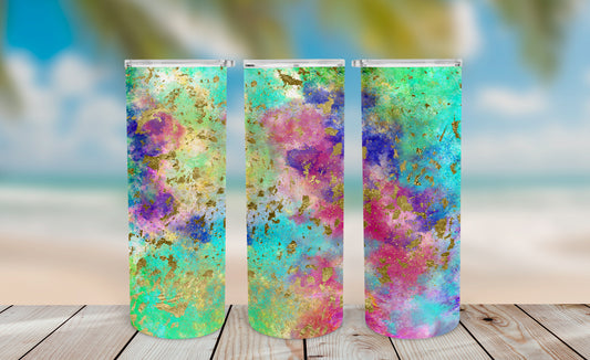 Opal Geode Tumbler Wrap PNG – 20oz Skinny Iridescent Design (Jewel Tone)