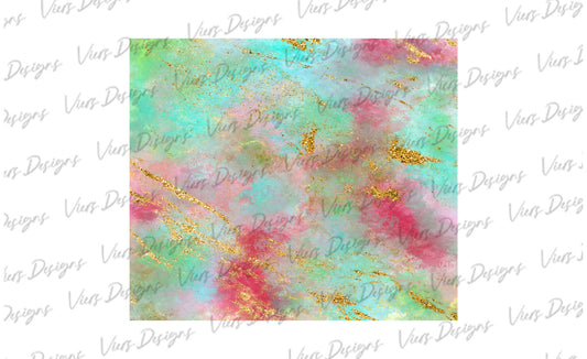 Opal Geode Tumbler Wrap PNG – 20oz Skinny Iridescent Design (Mint & Coral)