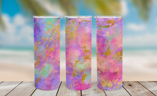 Opal Geode Tumbler Wrap PNG – 20oz Skinny Iridescent Design (Pink & Purple)