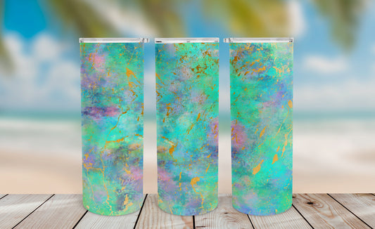 Opal Geode Tumbler Wrap PNG – 20oz Skinny Iridescent Design