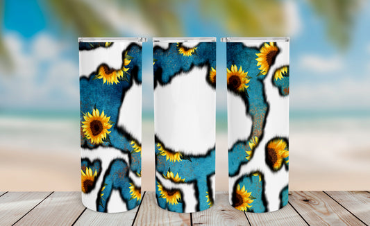 Sunflower Patina Tumbler Wrap – 20oz Skinny Add Your Name Design (Blue)
