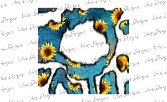 Sunflower Patina Tumbler Wrap – 20oz Skinny Add Your Name Design (Blue)